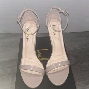 Women's Nude Patent Ankle Strap Heels